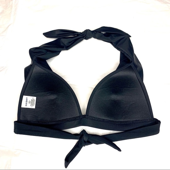 halter style bikini top -Black. - Picture 3 of 5
